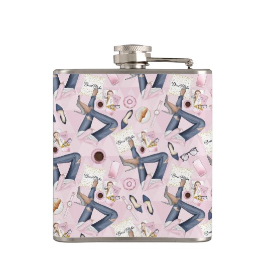 手描きガールボス フラスク (裏面)