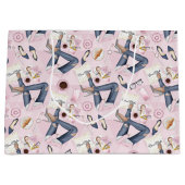 手描きガールボス ラージペーパーバッグ (正面)