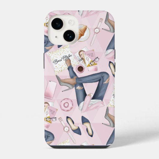 手描きガールボス iPhoneケース (裏面)