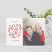 手描きキスメリーレッドグリッターホリデーフォト シーズンカード (スタンド正面)