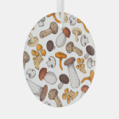 手描きキノコ：食品背景。 ガラスオーナメント (正面右)