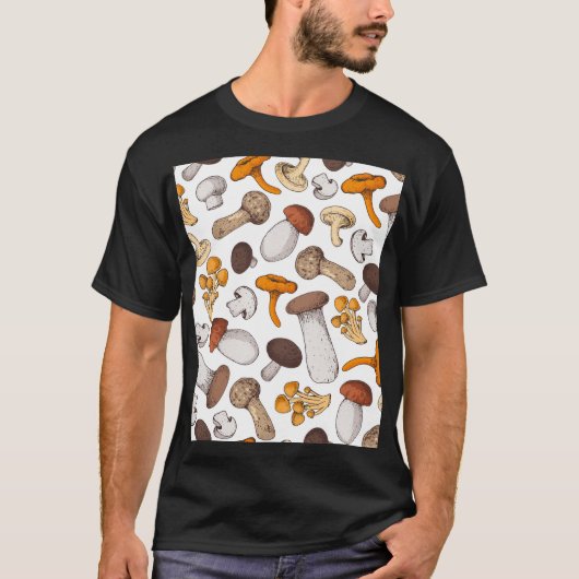手描きキノコ：食品背景。 Tシャツ (正面)