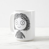 手描きキャラクターイラスト – アーティスティック コーヒーマグカップ (正面左)
