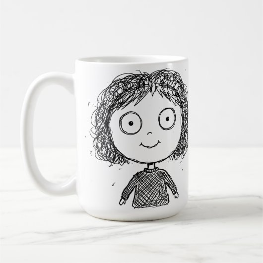 手描きキャラクターイラスト – アーティスティック コーヒーマグカップ (左)