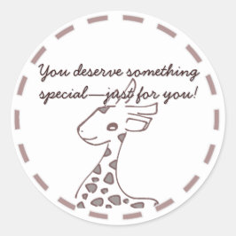 手描きキリンイラストのエレガントな ラウンドシール