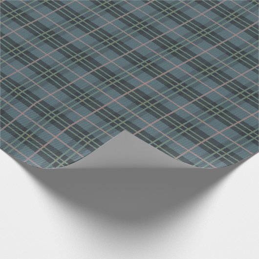 手描きクラシックほこりっぽい青い格子模様 ラッピングペーパー (角)