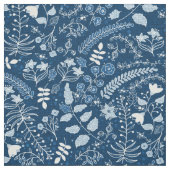 手描きクラシック青ボホ花 ファブリック (見本)