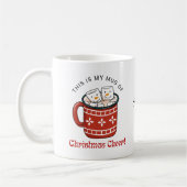 手描きクリスマスのホットココア楽しいクリスマスの歓喜 コーヒーマグカップ (左)