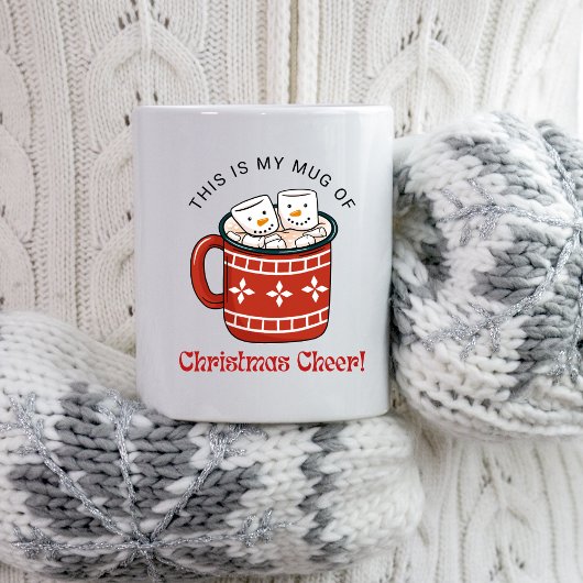 手描きクリスマスのホットココア楽しいクリスマスの歓喜 コーヒーマグカップ