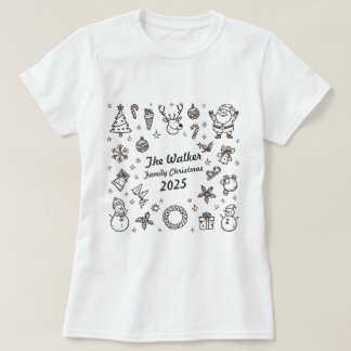 手描きクリスマスの落書き カスタム家族年 Tシャツ