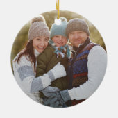 手描きクリスマスツリー家族の写真 セラミックオーナメント (裏面)