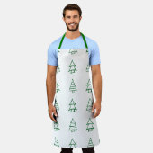 手描きクリスマスツリー エプロン (着用した状態)