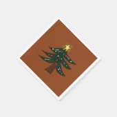 手描きクリスマスツリー ブラウン スタンダードカクテルナプキン (角)