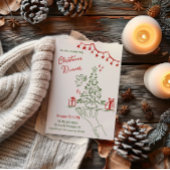 手描きクリスマスディナー招ファンシー待 案内状