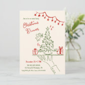 手描きクリスマスディナー招ファンシー待 案内状 (スタンド正面)
