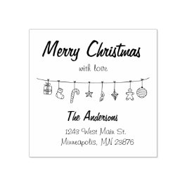 手描きクリスマスデコレーション差出人住所 ラバースタンプ