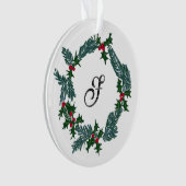 手描きクリスマスリース、カスタマイズ可能なイニシャル オーナメント (正面)