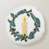 手描きクリスマスリース、カスタマイズ可能なイニシャル ラウンドクッション (裏面)