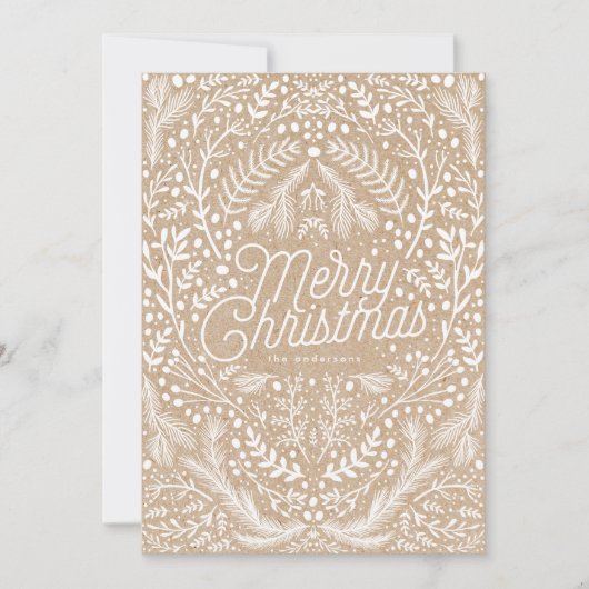手描きクリスマスリーフ工芸紙非写真 シーズンカード (正面)