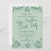 手描きクリスマス醜いセーターパーティー 招待状 (正面)