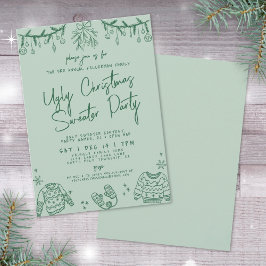 手描きクリスマス・ダサいニットパーティー 招待状