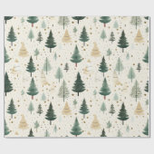 手描きクリームパインツリー ラッピングペーパー (フラット)