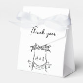 手描きクレスト白黒結婚式の引き出物ボックス フェイバーボックス (正面サイド)