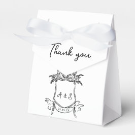 手描きクレスト白黒結婚式の引き出物ボックス フェイバーボックス