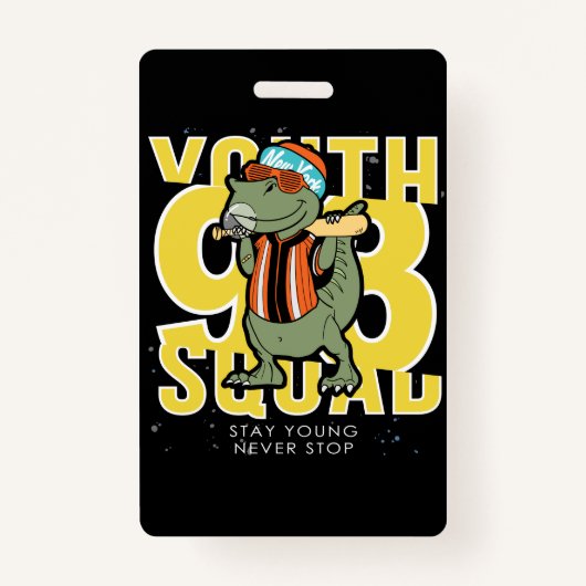 手描きクール恐竜ベクトルデザイン(2) バッジ (正面)