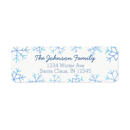 手描きグラデーションスノーフレーク差出人住所ラベル ラベル (正面)