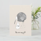 手描きグリーティングカードキウイ運バードベビー 招待状 (スタンド正面)