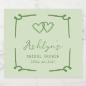 手描きグリーンのブライダルシャワーチャンピエーンレーベル スパークリングワインラベル (シングルラベル)