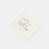 手描きグリーンのブライダル ブランチ スタンダードカクテルナプキン (角)