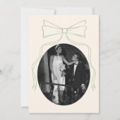 手描きグリーンの結婚式の事前告知写真 招待状 (裏面)
