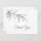 手描きグリーンオリーブ葉 サンキューカード (正面/裏面)