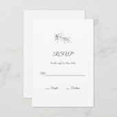 手描きグリーンオリーブ葉 出欠カード (正面/裏面)