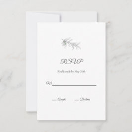 手描きグリーンオリーブ葉 出欠カード