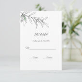 手描きグリーンオリーブ葉 出欠カード (スタンド正面)