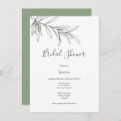 手描きグリーンオリーブ葉 招待状 (正面/裏面)