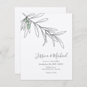 手描きグリーンオリーブ葉 招待状 (正面/裏面)