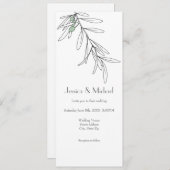 手描きグリーンオリーブ葉 招待状 (正面/裏面)