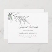 手描きグリーンオリーブ葉 招待状 (正面/裏面)