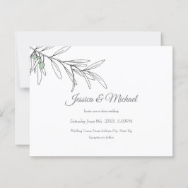 手描きグリーンオリーブ葉 招待状