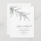 手描きグリーンオリーブ葉 招待状 (正面/裏面)