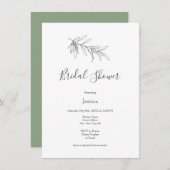 手描きグリーンオリーブ葉 招待状 (正面/裏面)