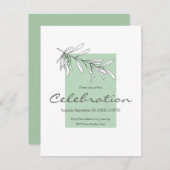 手描きグリーンオリーブ葉 招待状 (正面/裏面)