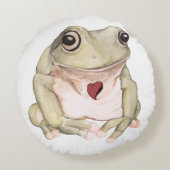 手描きグリーンツリーカエル ラウンドクッション (裏面)