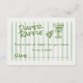 手描きグリーンピンクピザベビーおむつラッフル エンクロージャーカード (正面)