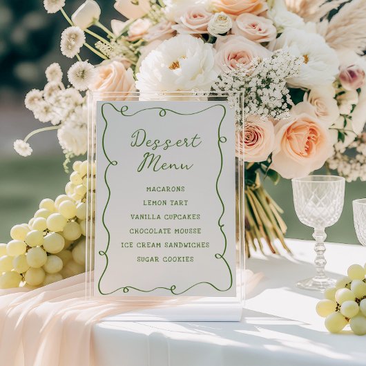 手描きグリーンフレームデザートメニュー ポスター