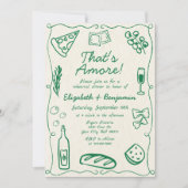 手描きグリーンレトロリハイタリアンーサルディナー 招待状 (正面)